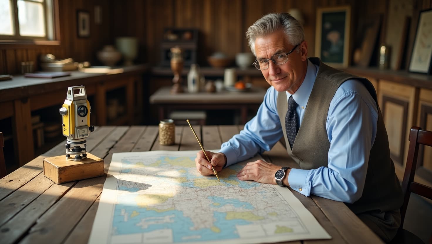 Profissional de agrimensura trabalhando